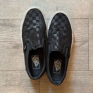 Black checkered vans, size 7